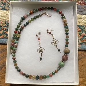 jasper necklace and onyx with rose beads necklace